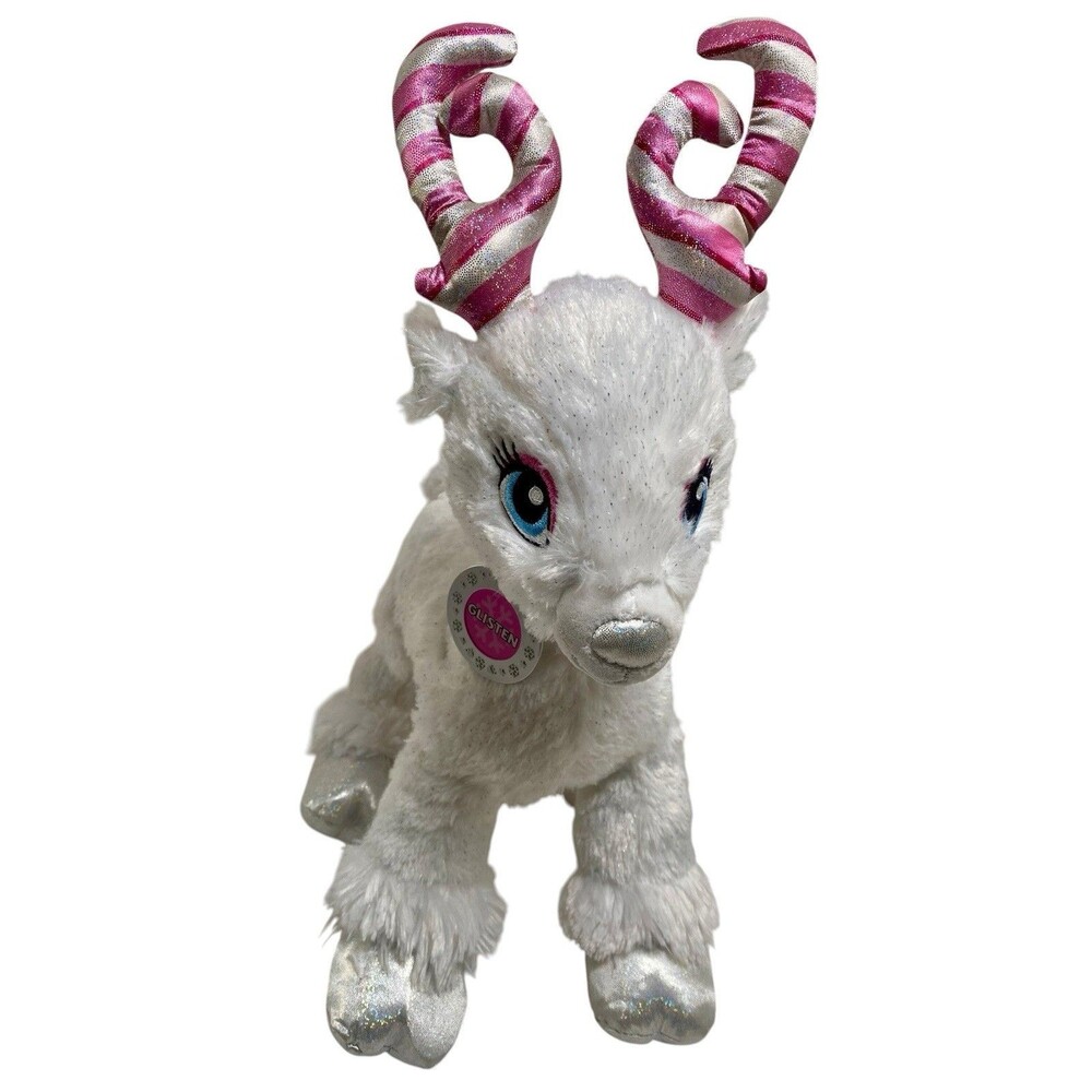 Build A Bear BAB Glisten 16” Reindeer Plush White Sparkle Candy Cane Antlers